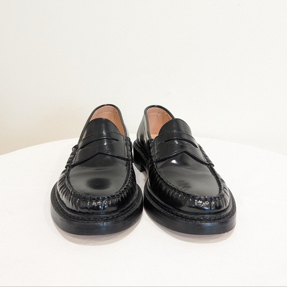 J Crew 2023 Winona Black Leather Penny Loafers Size - Picture 2 of 13